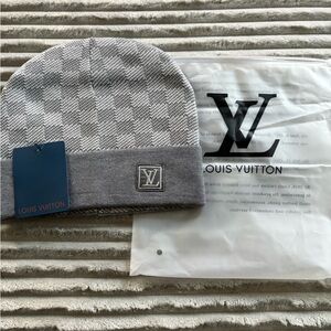 Louis Vuitton Gray Checkered Men's Beanie